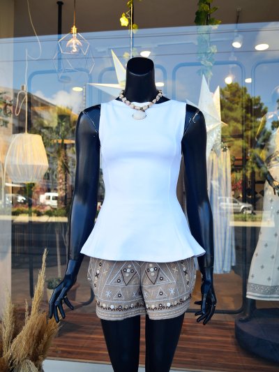 KAYIK YAKA PEPLUM TOP