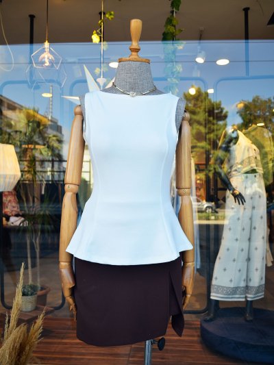KAYIK YAKA PEPLUM TOP