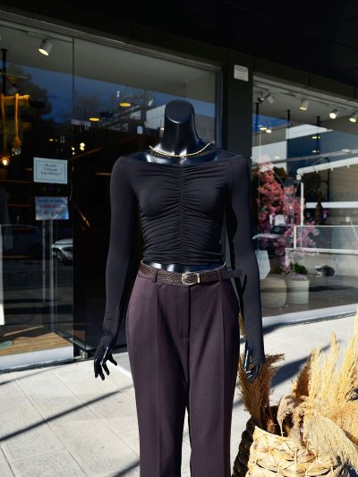 Büzgülü Crop Bluz