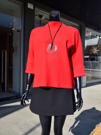 140544 Taşlı Triko Kazak