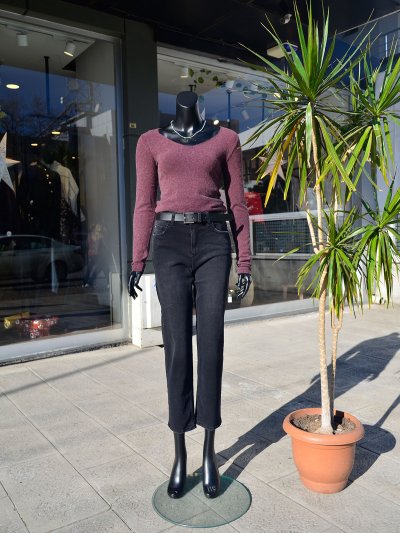 D906 Siyah Mom Jean Pantolon