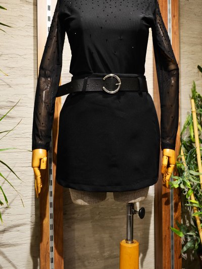 17322 Kemerli Şort Etek