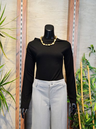 17369 Kayık Yaka Büzgülü Bluz