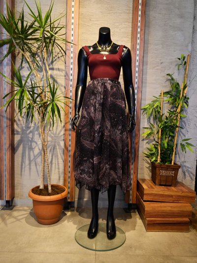 7606 Desenli Şifon Etek