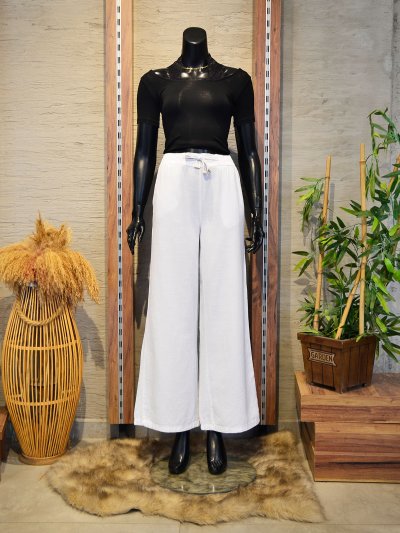 Z169/1 BELİ LASTİK BAĞCIKLI PALAZZO KETEN PANTOLON